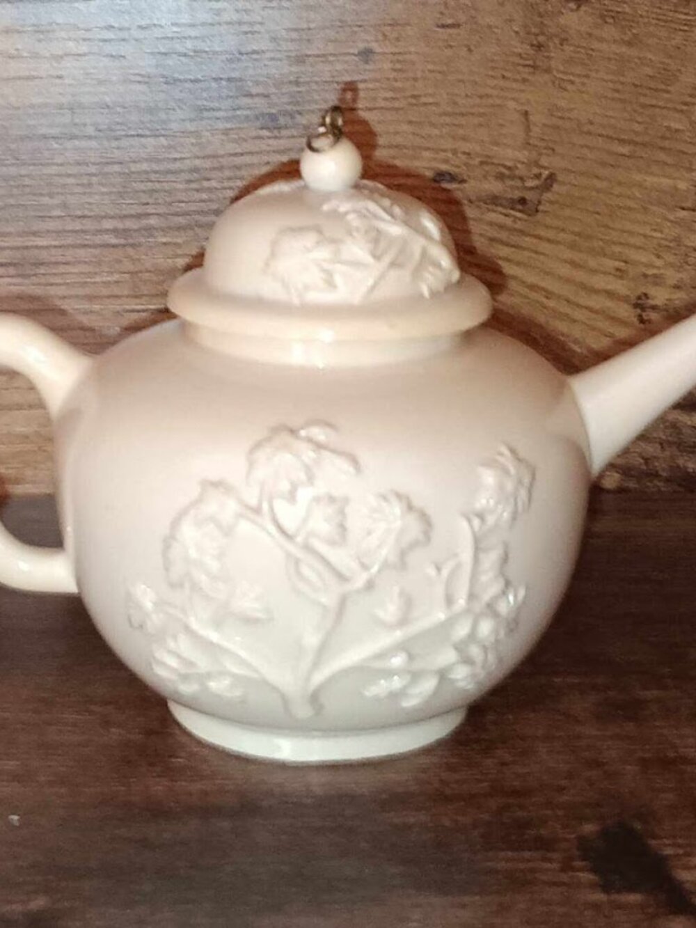 Nini Miniature Teapot White Tree Hand Painted Decorative Item